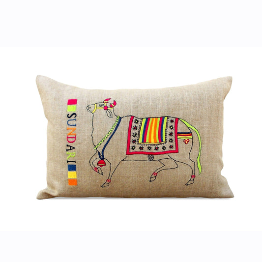 Elegant Flock Sundari Pure Linen Cushion Cover for Living Room