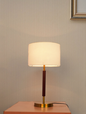 Contemporary Steel Brown Table Lamp With White Drum Shade