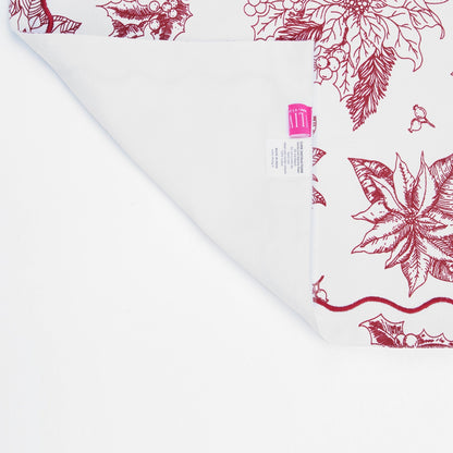 Red Poinsettia Christmas Cotton Table Mat Set – Festive Elegance