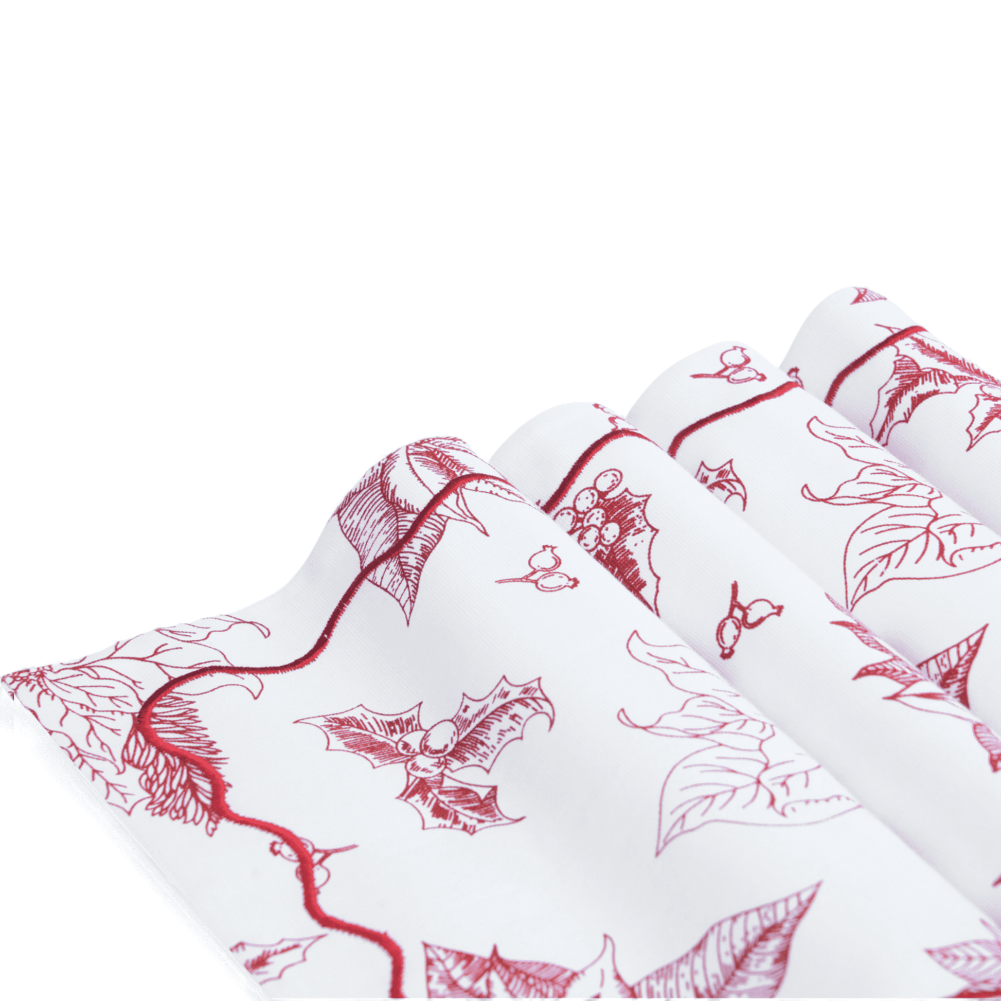 Red Poinsettia Christmas Cotton Table Mat Set – Festive Elegance