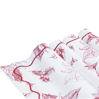 Red Poinsettia Christmas Cotton Table Mat Set – Festive Elegance