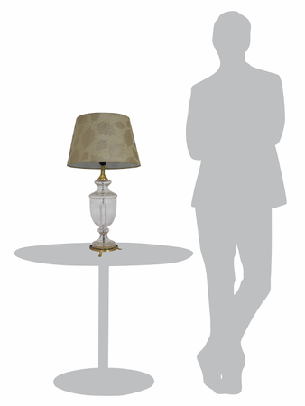Royal Antique 26 Inch Single Trophy Glass & Brass Table Lamp Light With 14 Inch Gold Leaf Pattern Tapered Fabric Shade
