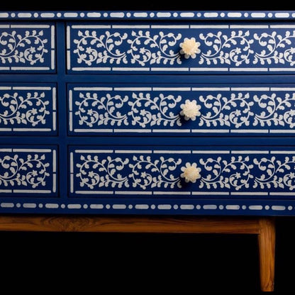 Bone Inlay Inspired Hand Painted Chest Of Drawers