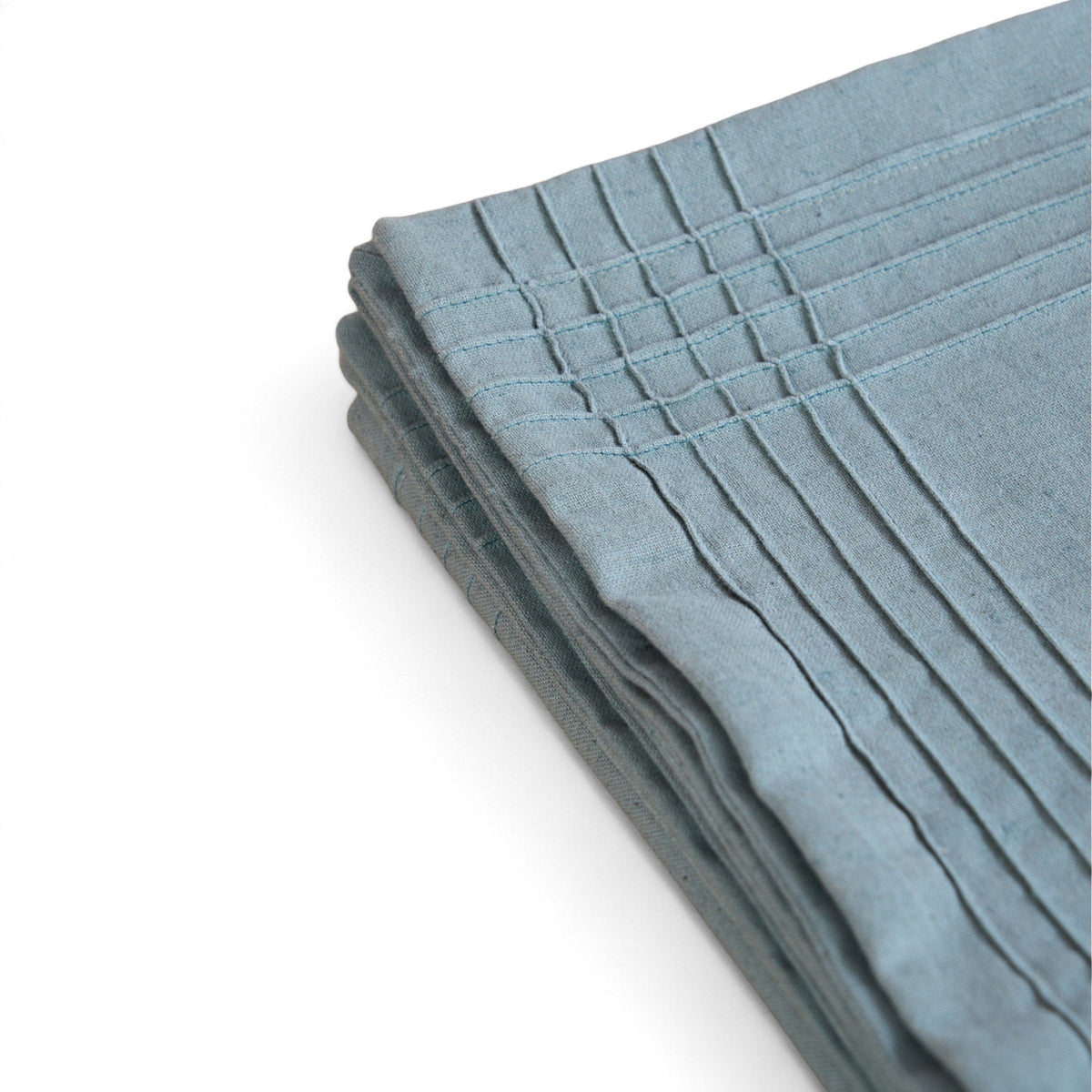 Amour Solid Duck Egg Linen Tablecloth | Pintuck Border | 4 Sizes incl. Round & Custom