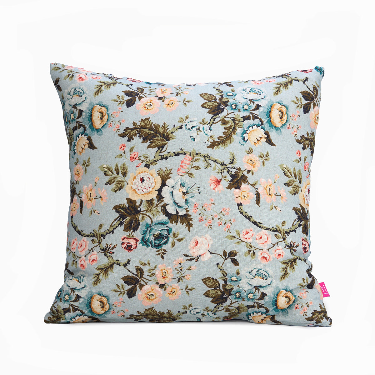 AMOUR - Duck Egg Rose Print Linen Bed runner set - King / Queen / Twin Size