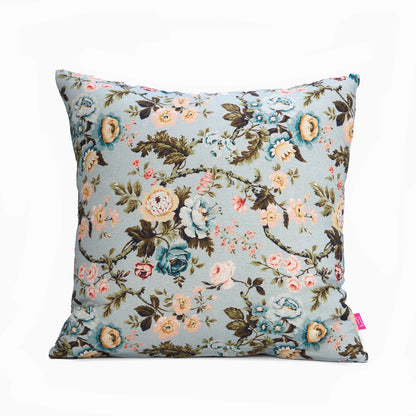 AMOUR - Duck Egg Rose Print Linen Bed runner set - King / Queen / Twin Size