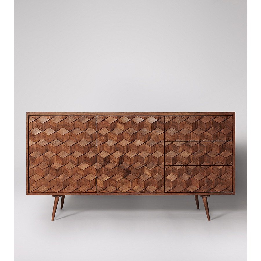 Terning Acacia Sideboard Walnut Lite Finish Indoor Outdoor Storage