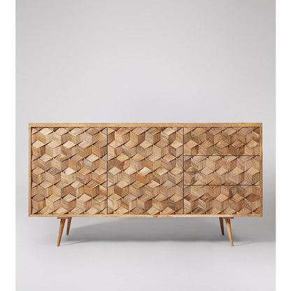 Luthar Mango Wood Mid‑Century Sideboard with Natural Finish