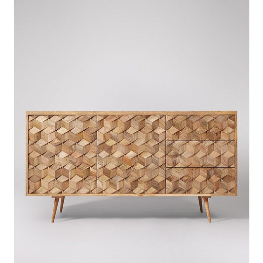 Luthar Mango Wood Mid‑Century Sideboard with Natural Finish