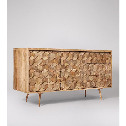 Luthar Mango Wood Mid‑Century Sideboard with Natural Finish