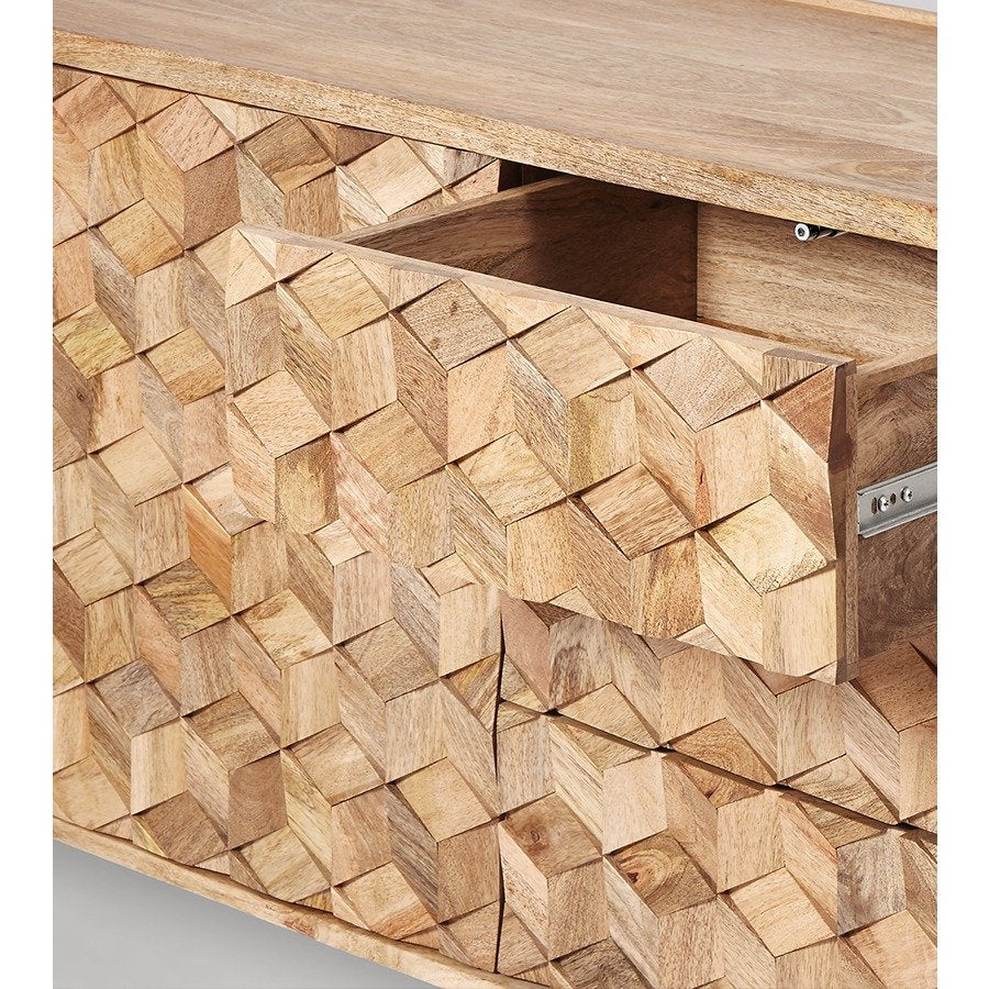 Luthar Mango Wood Mid‑Century Sideboard with Natural Finish