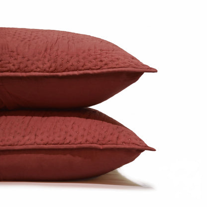 Terracotta Kantha Quilted Pillow Cases | Chevron Pattern | Handmade | Multiple Sizes