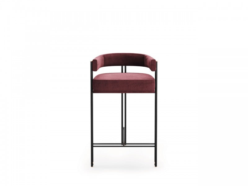 Elegant Bamboo Bar Stool with Metallic Tubular Feet for Stylish Dining Spaces