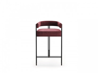 Elegant Bamboo Bar Stool with Metallic Tubular Feet for Stylish Dining Spaces