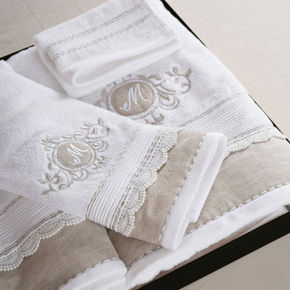 GIFT PACK - Luxury Towel Set – 4 Pieces | Customizable with Monogram | Linen Appliqué and Embroidery
