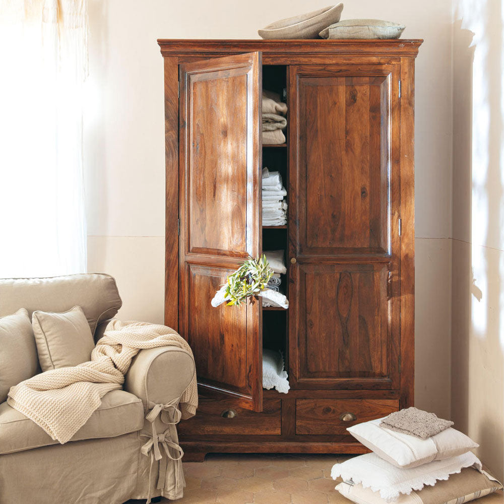 2 door 2 drawer sheesham wood wardrobe