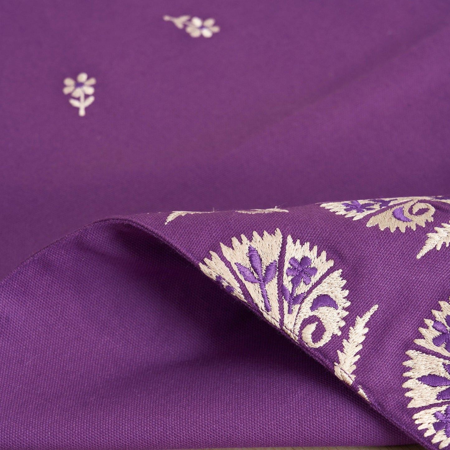 Plum Embroidered Suzani Floral Table Runner – Premium Cotton