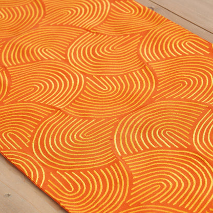 Kashidakaari Tangerine Table Runner | Modern Retro Geometric Embroidery | Cotton | 4 & 6 Seater