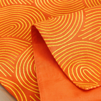 Kashidakaari Tangerine Table Runner | Modern Retro Geometric Embroidery | Cotton | 4 & 6 Seater