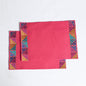 Kashidakaari Coral Red Placemat | Embroidered Geometric Border | Shyrdak-Inspired | 100% Cotton