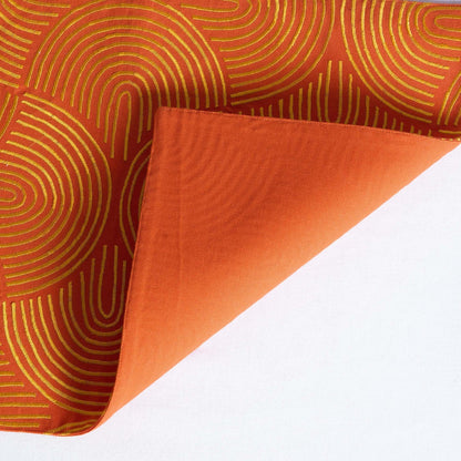 Kashidakaari Tangerine Placemat | Modern Retro Geometric Embroidery | 100% Cotton