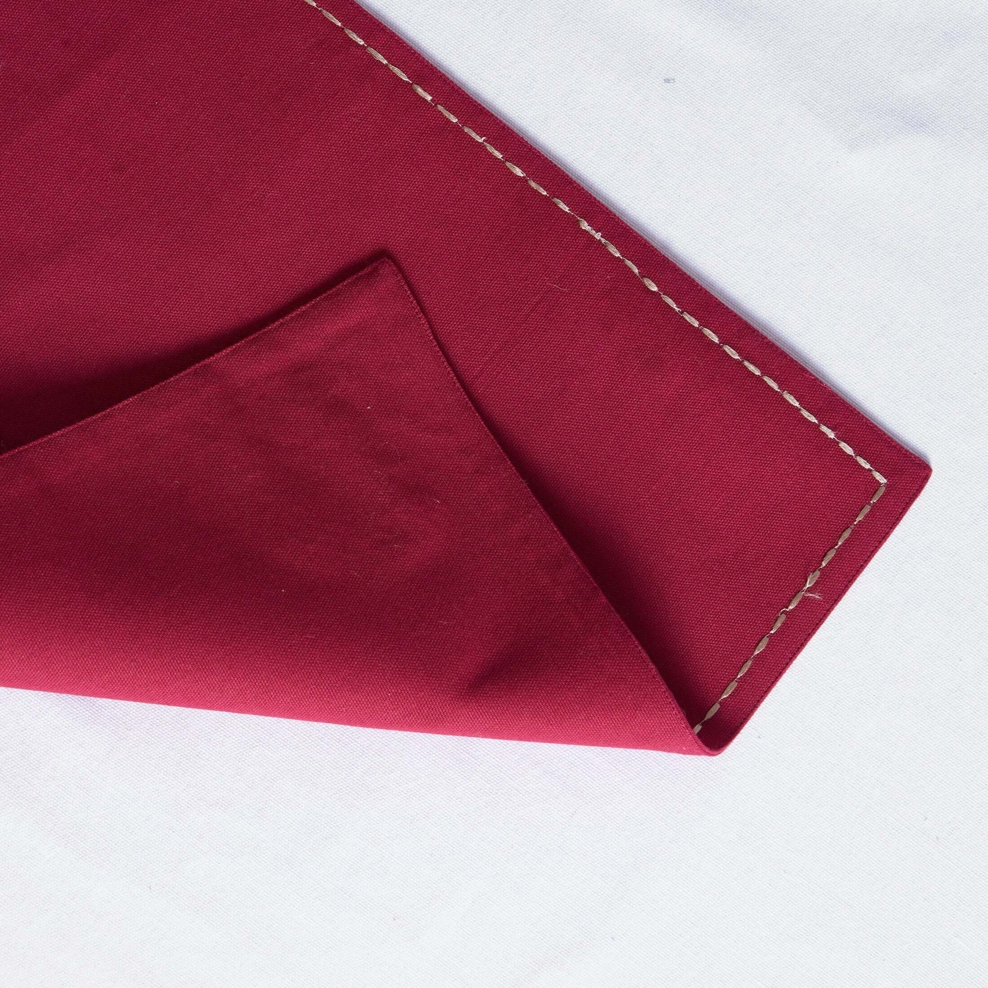 Maroon Suzani Embroidered Cotton Table Mat Set – Floral Elegance