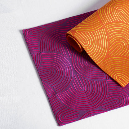 Kashidakaari Plum Placemat | Modern Retro Geometric Embroidery | 100% Cotton