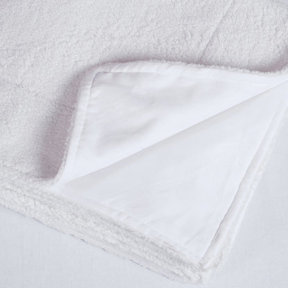Snow White Parka Faux Fur Throw Blanket | 50 × 60 inches | Faux Suede Back