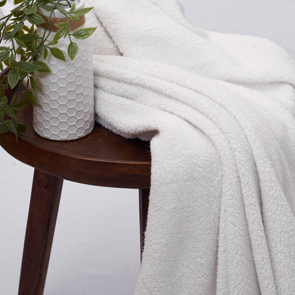 Snow White Parka Faux Fur Throw Blanket 50x60 Inches