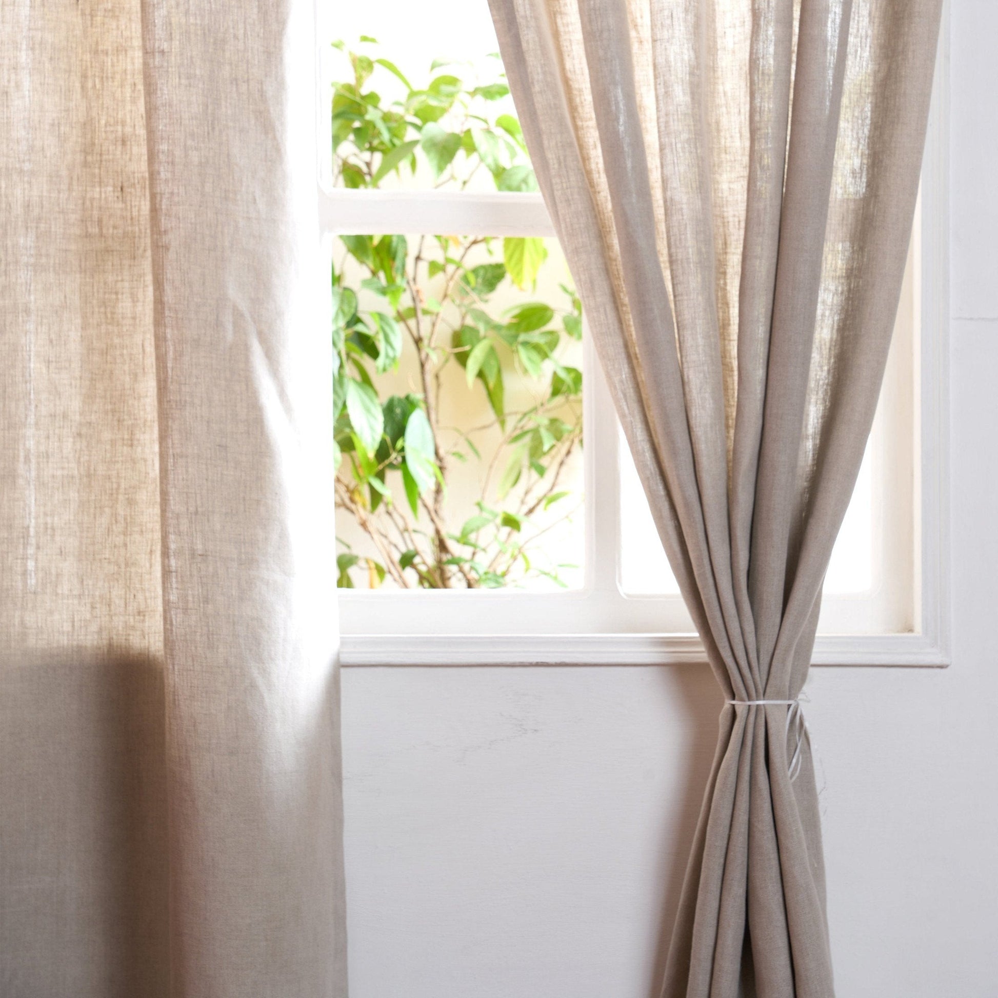 Pure Natural Linen Curtain Panel 41x63 & 41x84 Inch