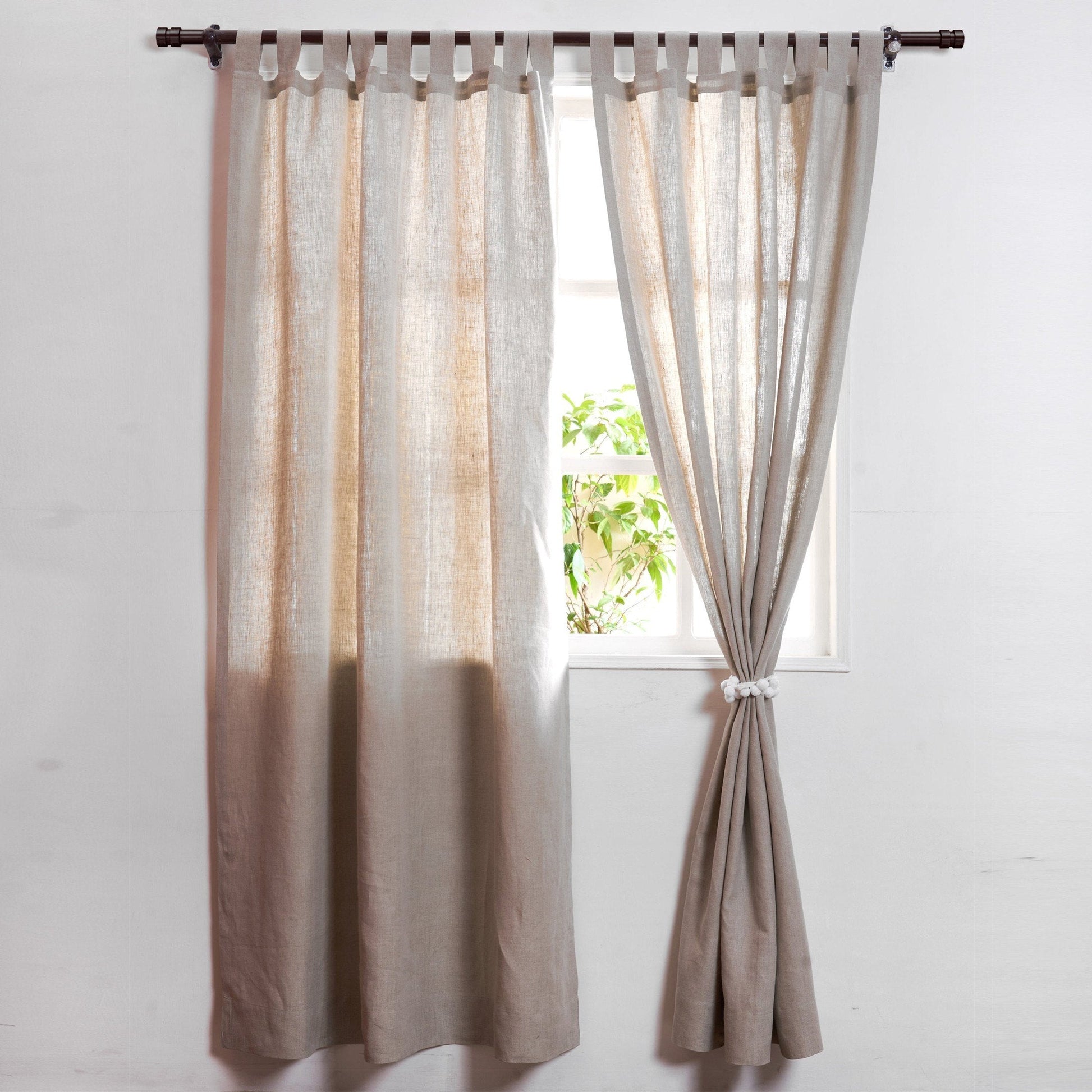 Pure Natural Linen Curtain Panel 41x63 & 41x84 Inch