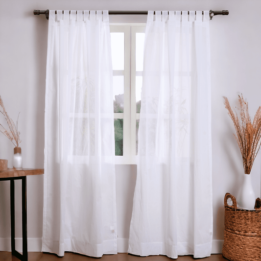White Sheer Cotton Organdy Curtain – Light‑Filtering Window Panel