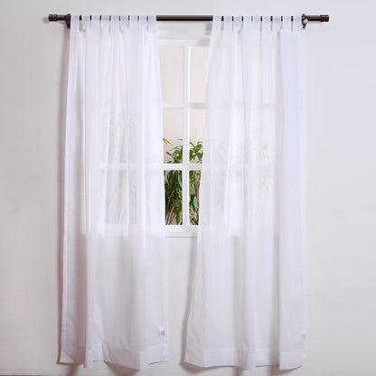 White Sheer Cotton Organdy Curtain | Window Panel | 3 Sizes & 4 Hanging Styles