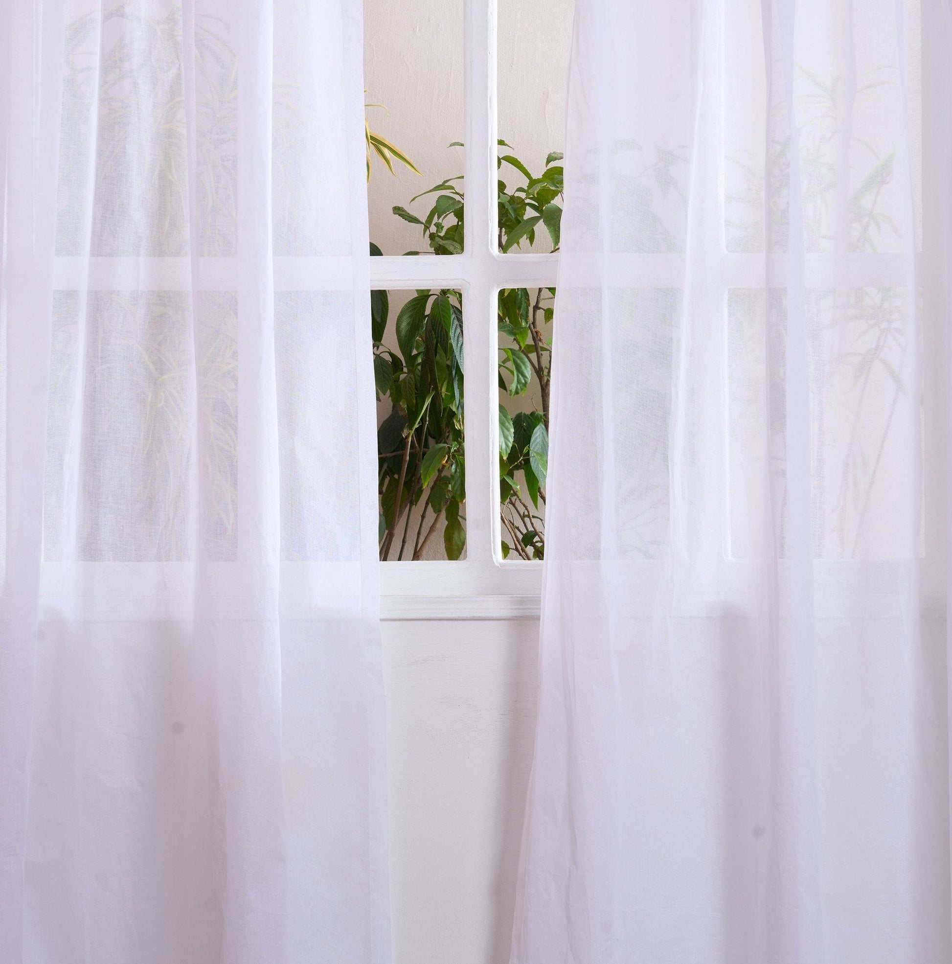 White Sheer Cotton Organdy Curtain – Light‑Filtering Window Panel