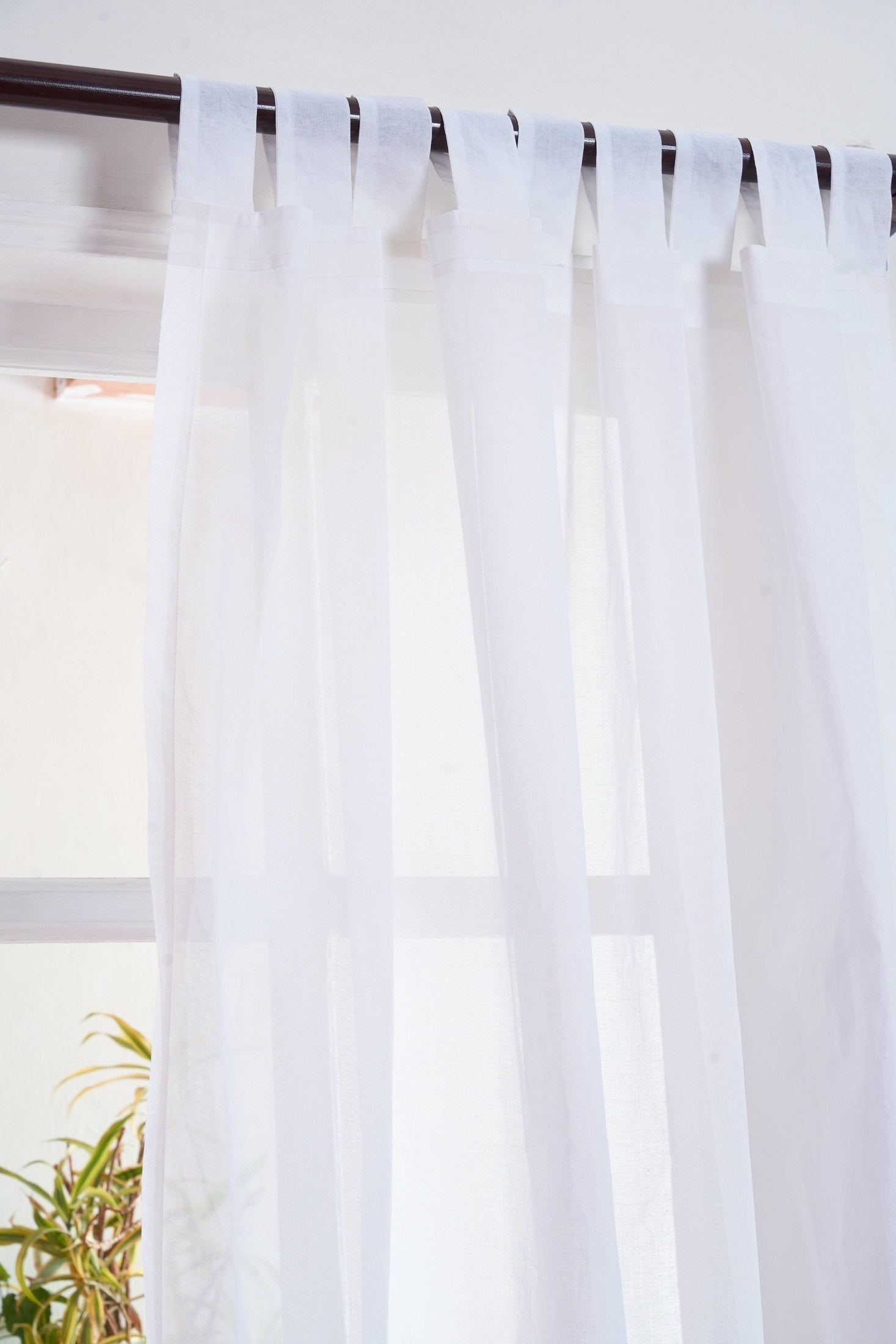 White Sheer Cotton Organdy Curtain – Light‑Filtering Window Panel