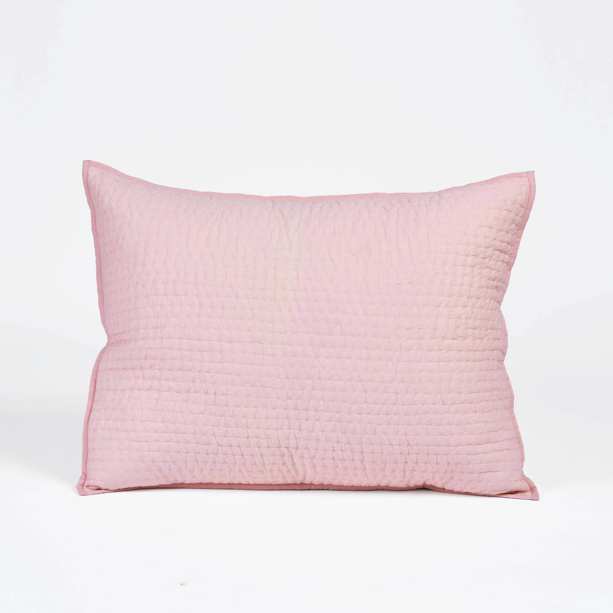 Salmon Pink Kantha Quilt Bed Set | Stripe Pattern | 100% Cotton Voile | Handmade
