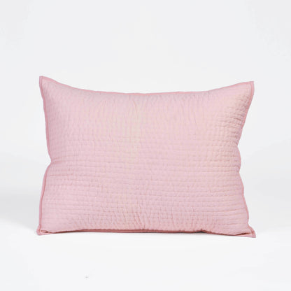 Salmon Pink Kantha Quilt Bed Set | Stripe Pattern | 100% Cotton Voile | Handmade