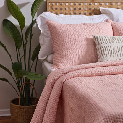 SALMON PINK colour handmade Kantha cotton Quilted pillow cases, Sizes available