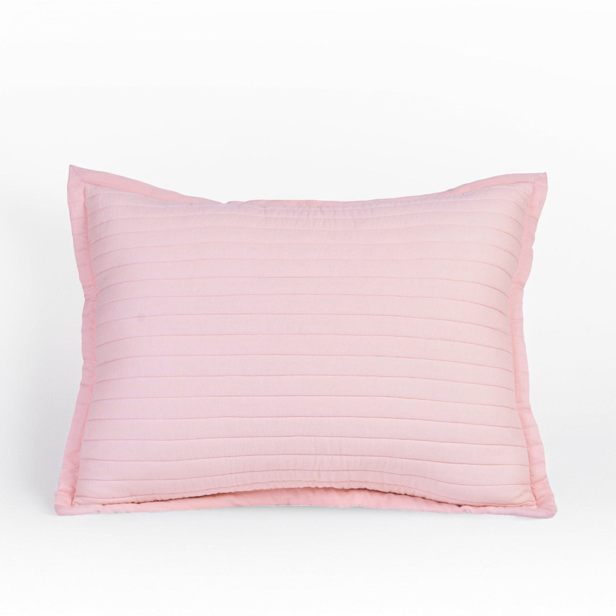 Salmon Pink Kantha Quilt Bed Set | Stripe Quilting with Border | 100% Cotton | Handmade