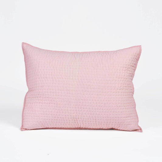 SALMON PINK colour handmade Kantha cotton Quilted pillow cases, Sizes available