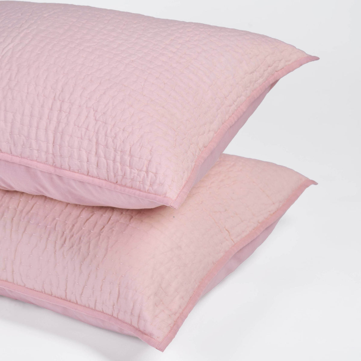 SALMON PINK colour handmade Kantha cotton Quilted pillow cases, Sizes available