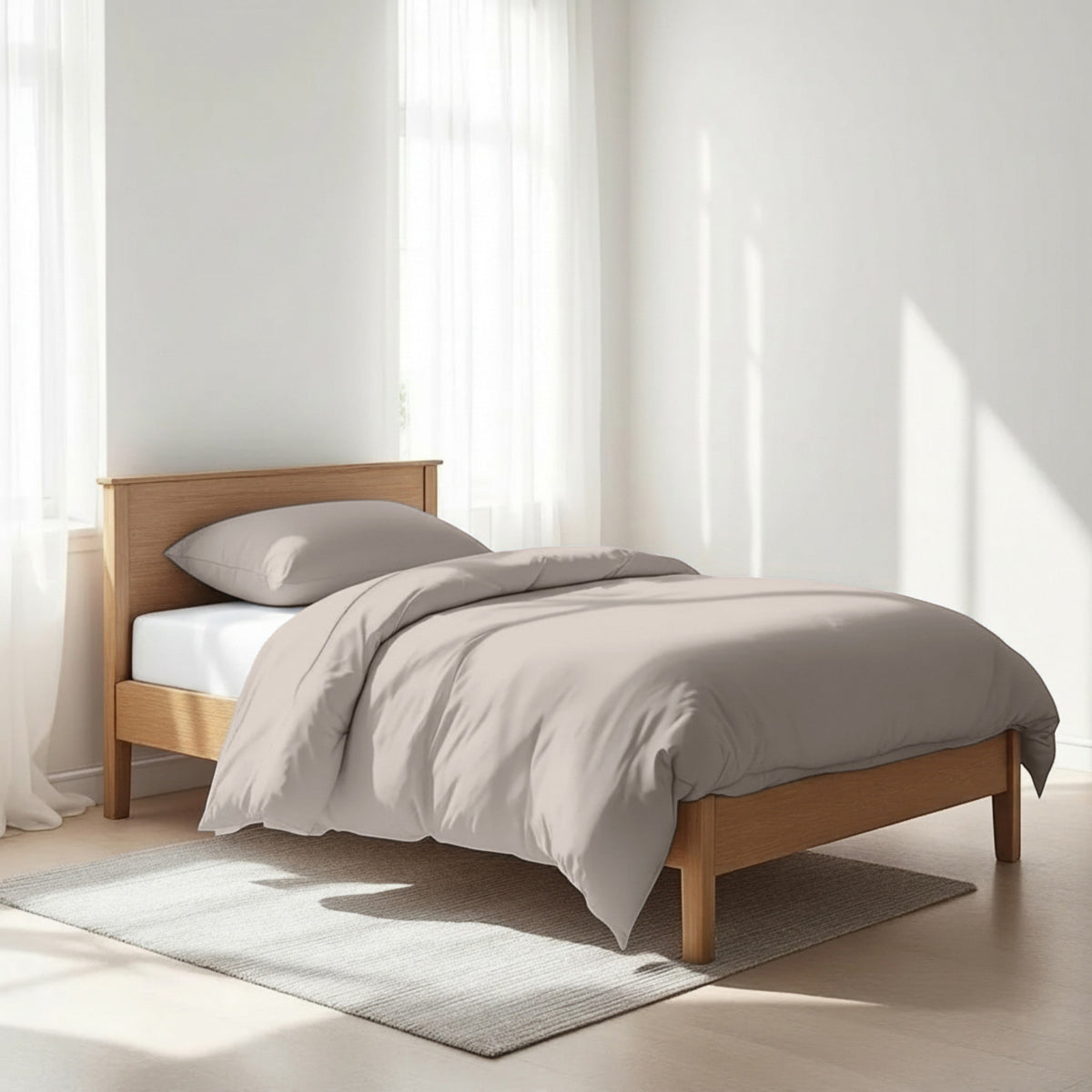 CONCRETE GREY - 300TC Cotton Duvet Cover Set With Pillowcases