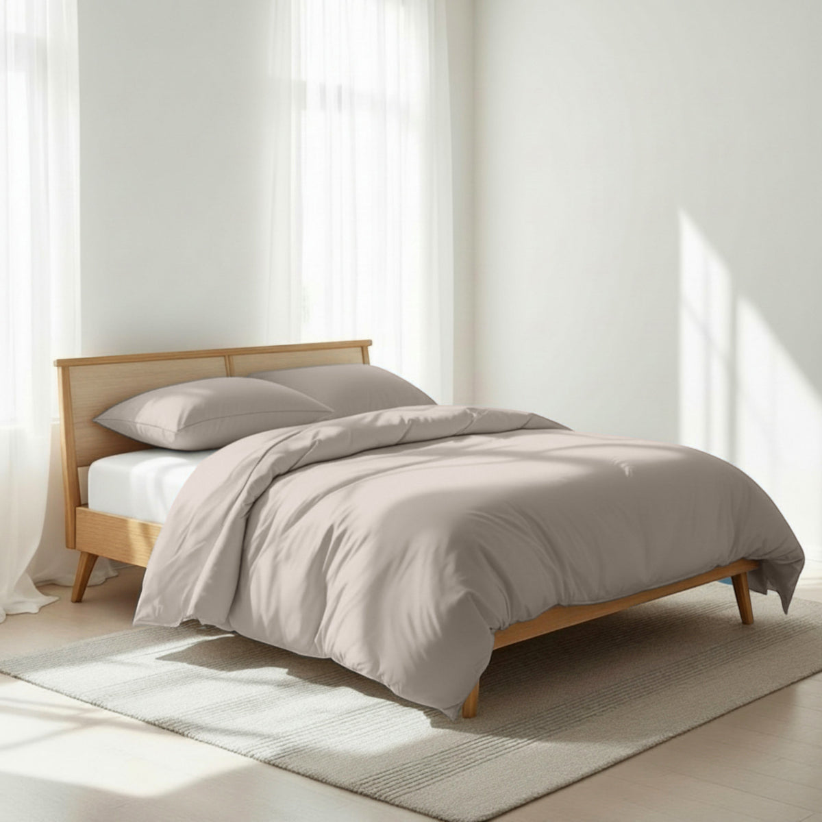 CONCRETE GREY - 300TC Cotton Duvet Cover Set With Pillowcases