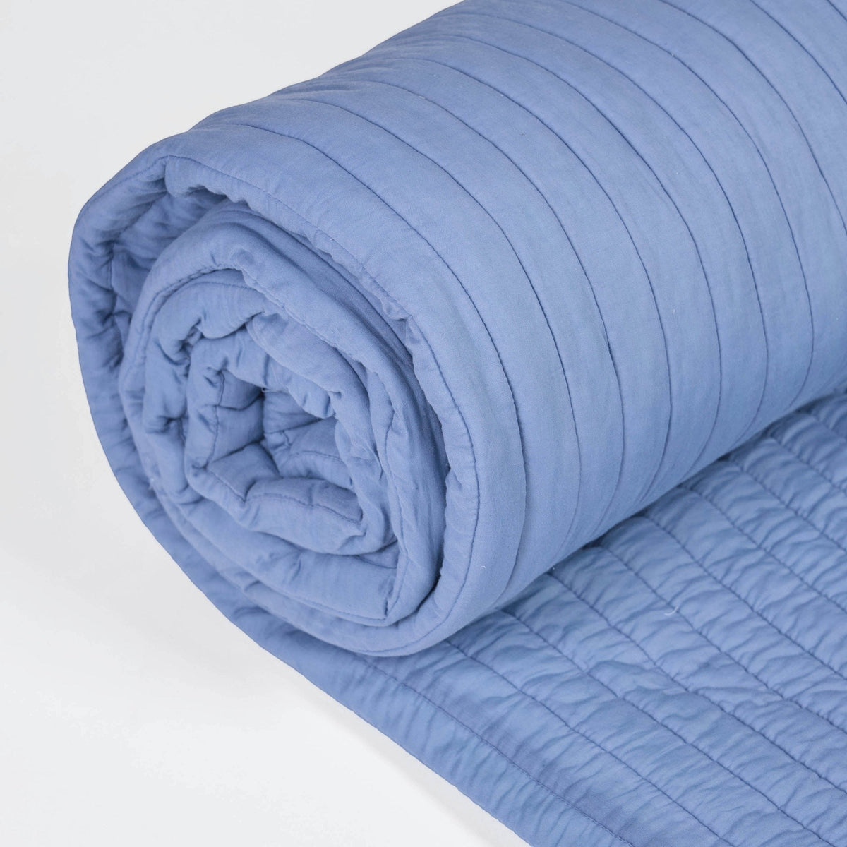 DENIM BLUE Quilted Bed Blanket For All Seasons
