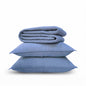 Denim Blue Hand Quilted Bedding Set With Pillow Covers