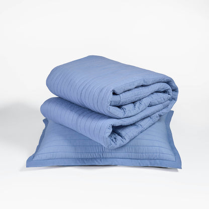 DENIM BLUE - Quilted Bedspread With Pillow Shams