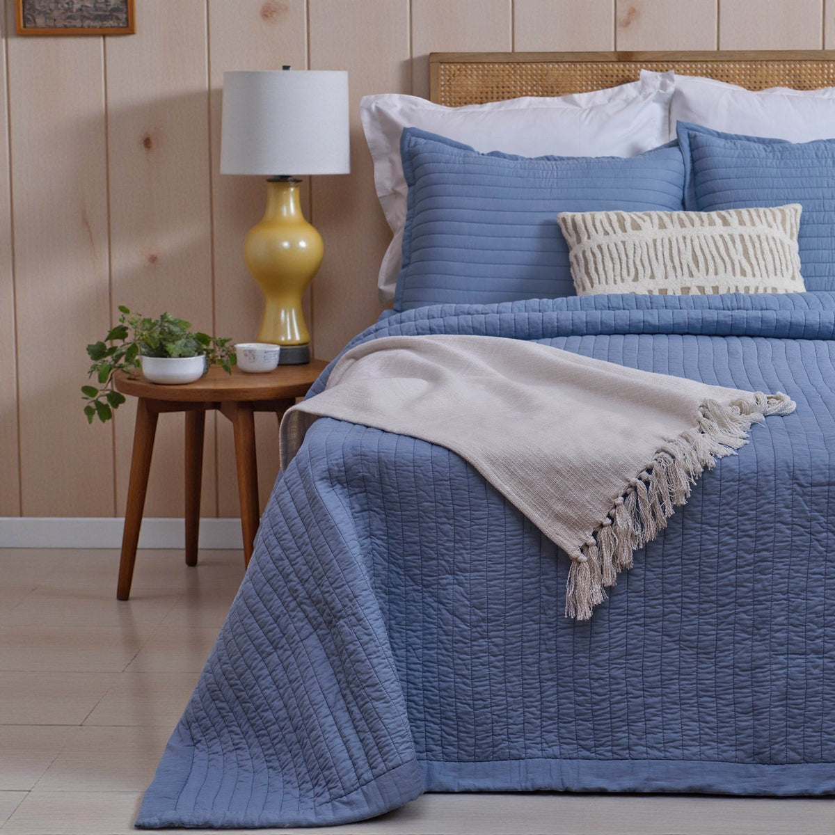 DENIM BLUE - Quilted Bedspread With Pillow Shams