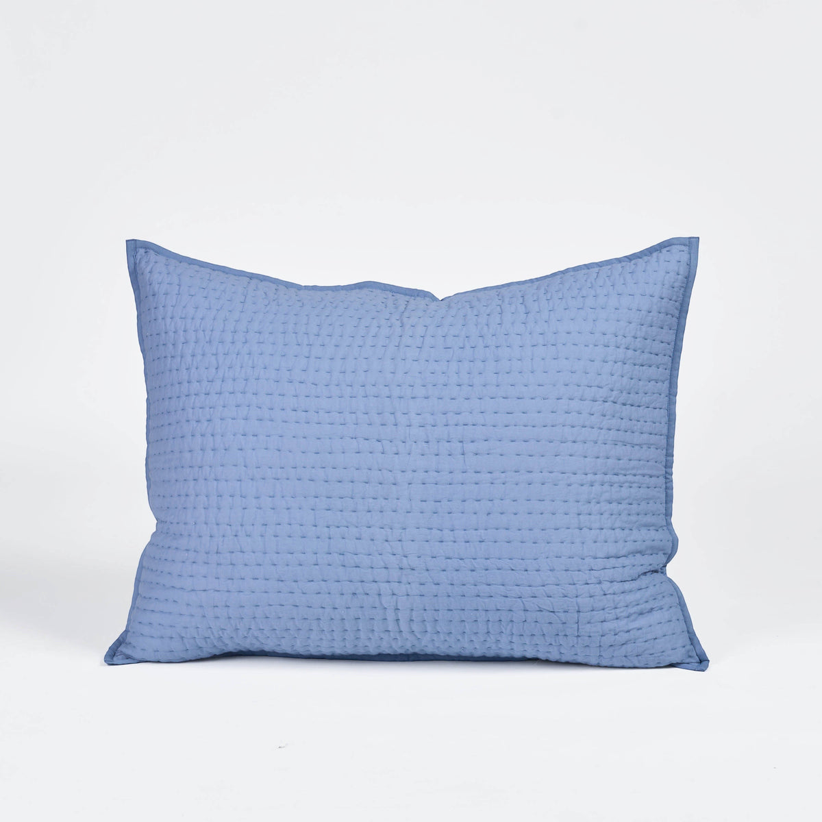 Denim Blue Hand Quilted Bedding Set With Pillow Covers