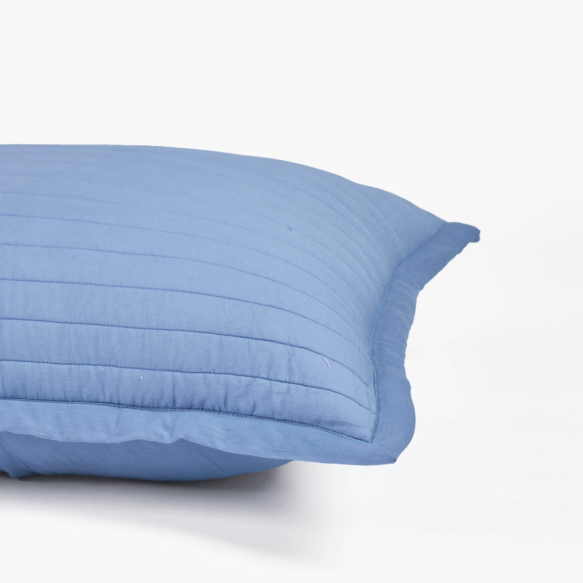 DENIM BLUE - Quilted Pillow Cover with tie closure