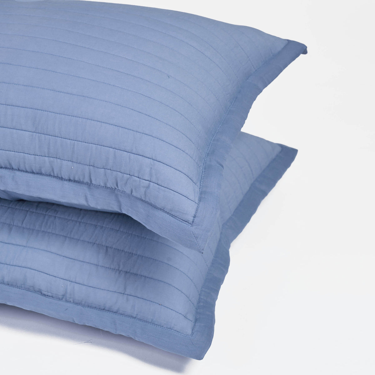 DENIM BLUE - Quilted Pillow Cover with tie closure